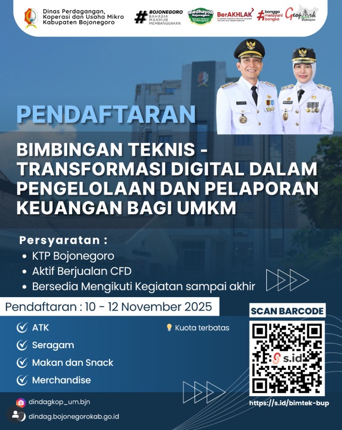Pendaftaran Bimbingan Teknis Transformasi Digital Dalam Pengelolaan dan Pelaporan Keuangan Bagi UMKM