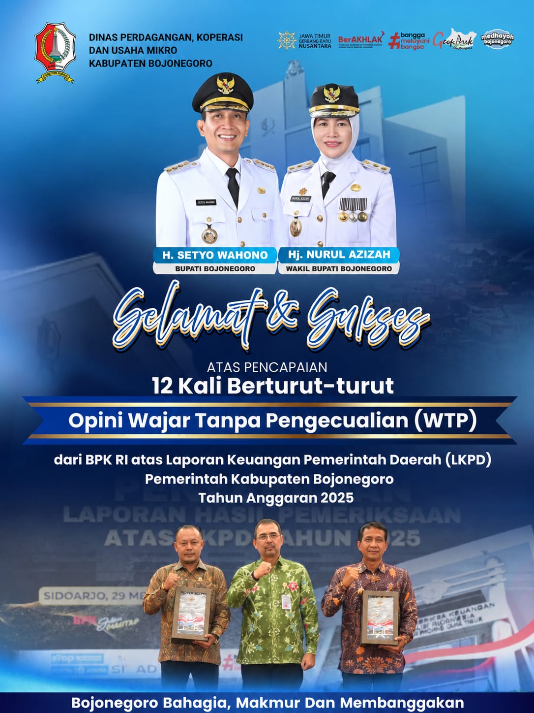 Kabupaten Bojonegoro raih Opini Wajar Tanpa Pengecualian dari BPK RI