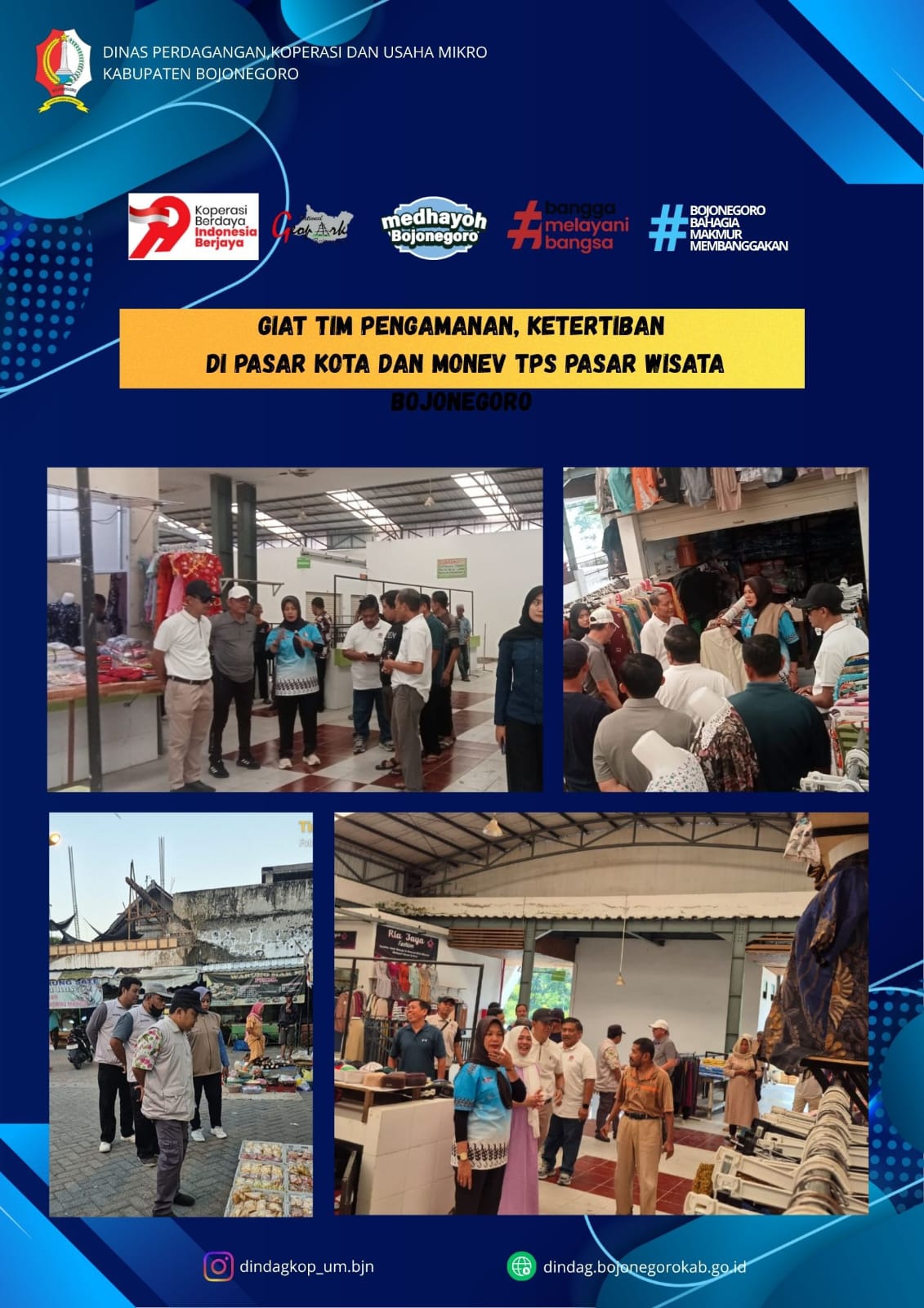 Giat TIM Pengamanan dan Keteriban Pasar Kota Bojonegoro dan Monev TPS Pasar Wisata Bojonegoro