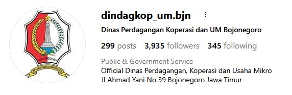 Official Instagram Dinas Perdagangan, Koperasi dan Usaha Mikro Kab. Bojonegoro