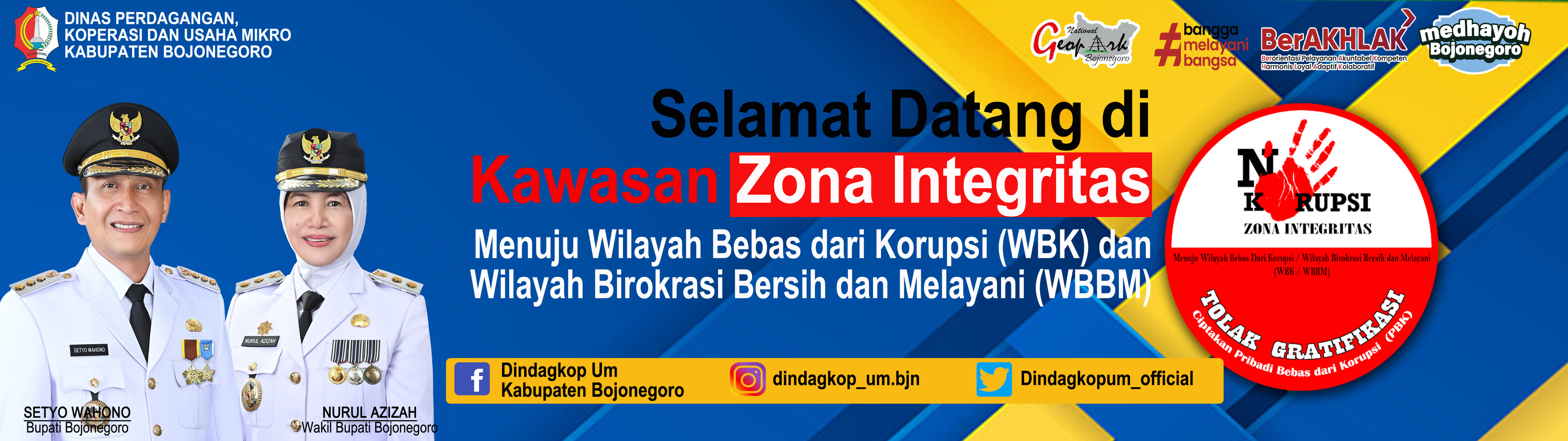 Membangun Zona Integritas (ZI)<BR>Dinas Perdagangan, Koperasi dan Usaha Mikro Kabupaten Bojonegoro